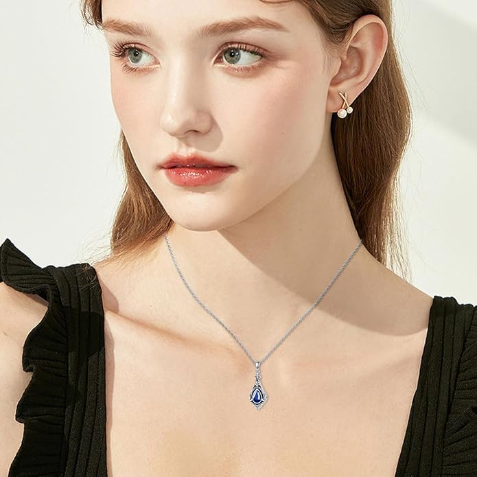Seiyang Urn Necklace for Ashes 925 Sterling Silver with Birthstone Cremation Jewelry Keepsake Ashes Pendant Necklace Memorial Jewelry for Women Loved One