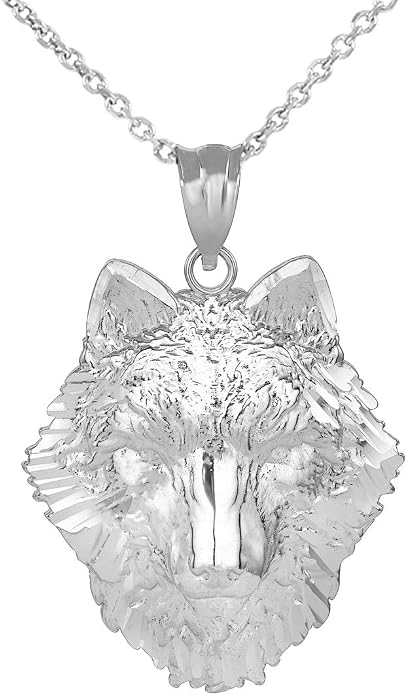 Claddagh Gold Fine 925 Sterling Silver Tribal Wolf Head Charm Pendant Necklace
