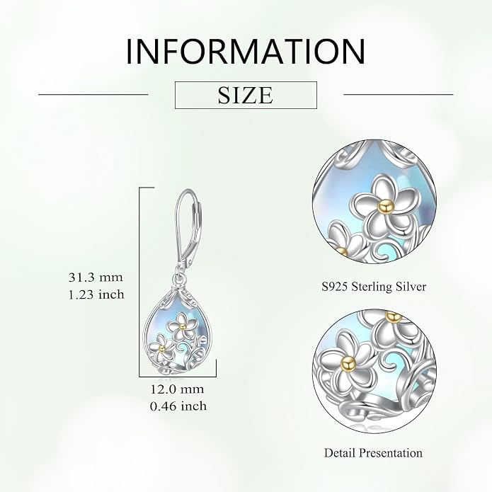 POPLYKE Celtic Filigree Teardrop Drop Dangle Earrings Sterling Silver Leverback Earrings Jewelry for Women