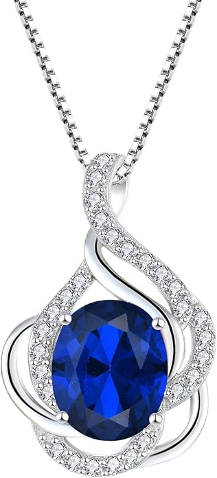 Birthstone Necklace for Women 925 Sterling Silver Pendant Necklaces Oval Cut Cubic Zirconia Necklace Jewelry