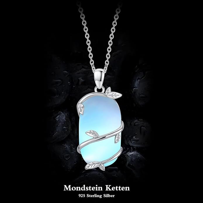 Bar Opal Leaf Necklace For Women S925 Sterling Silver White Opal Pendant with Leaf Charm Bar Pendant Jewelry Gift For Mom Daughter Wife