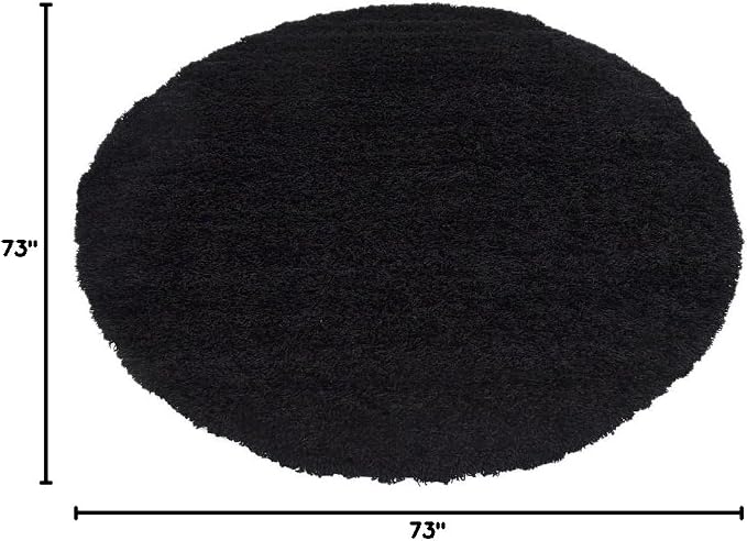 Unique Loom Solid Shag Collection Area Rug (6' 1" Round, Jet Black)