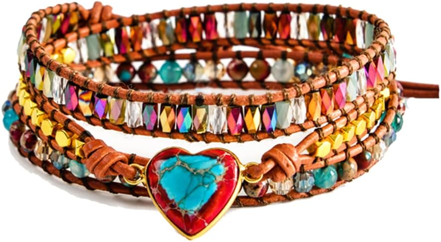 YGLINE Natural Stone Bracelet 3 Wraps Bracelet Handmade Boho Bracelet for Women Bracelet