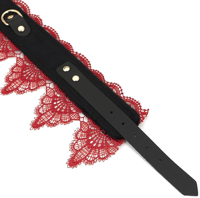 SMspade Leather Choker Collar Black Lace Chokers Set for Men Women Girls
