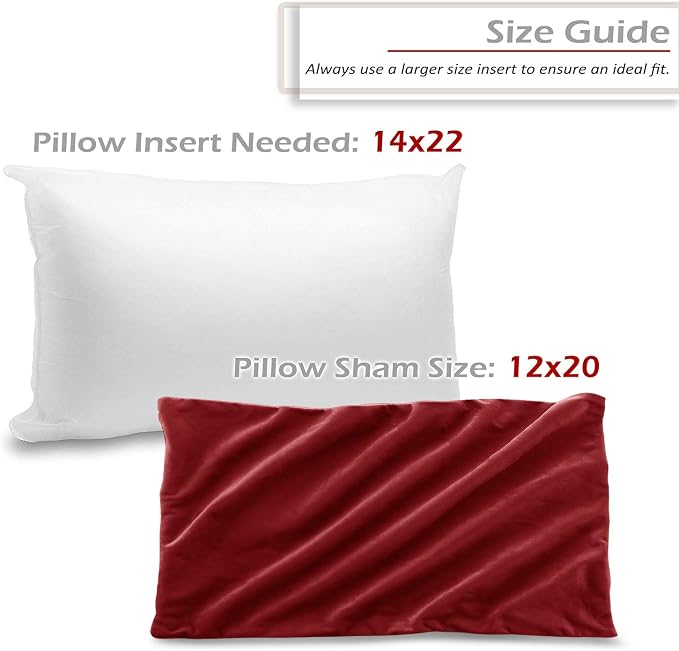 Nestl Throw Pillow Covers, Cozy Velvet Decorative Pillow Covers 12 x 20 Inches, Soft Solid Couch Pillow Covers for Sofa, Bed and Car, Set of 2 - Cherry Red