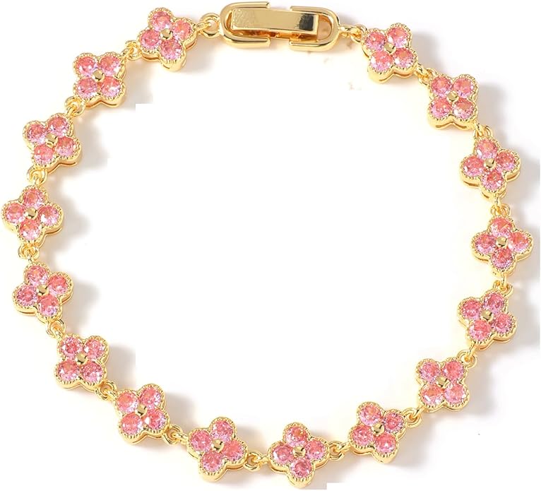 18K gold-plated mother of pearl enamel, adjustable clover lucky bracelet for women/New Year gift/Valentine's Day gift