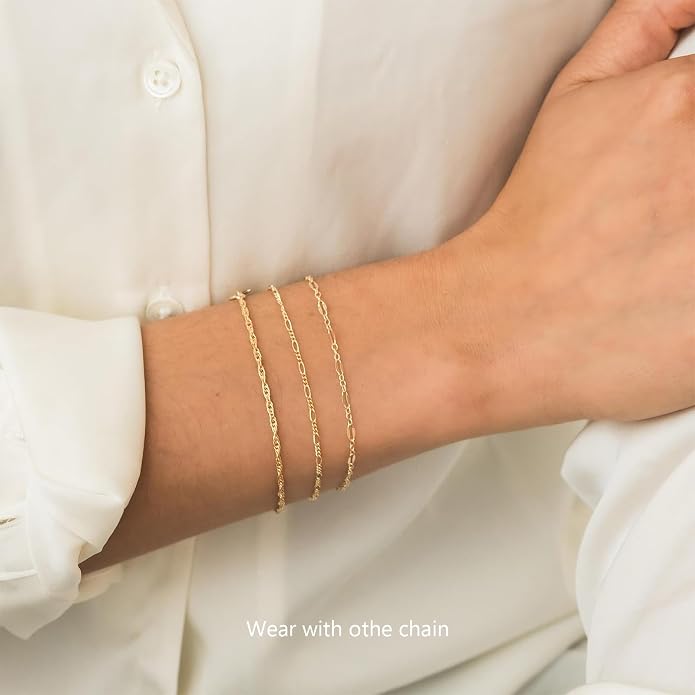 1.8mm Singapore Chain Bracelet for Women, 14K Gold Rope Link, 6-7 in | Dainty twisted rope chain bracelet | Hypoallergenic & Non-tarnish | Layering minimalist jewelry gifts