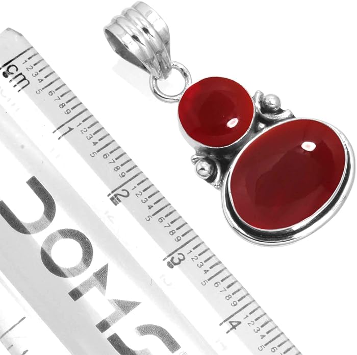 Handmade Genuine 925 Sterling Silver Pendant Necklace Natural Gemstone Crystal, Lapis, Onyx, Amber Oval Round Boho Jewelry For Women