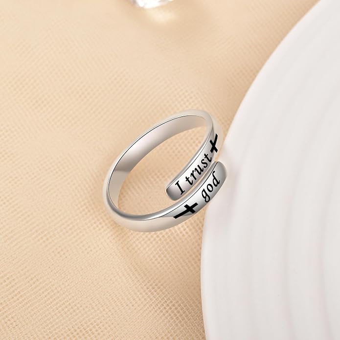 BEILIN 925 Sterling Silver Inspirational Jewelry Rings Adjustable Ring Personality Encouragement Gift for Teens Women