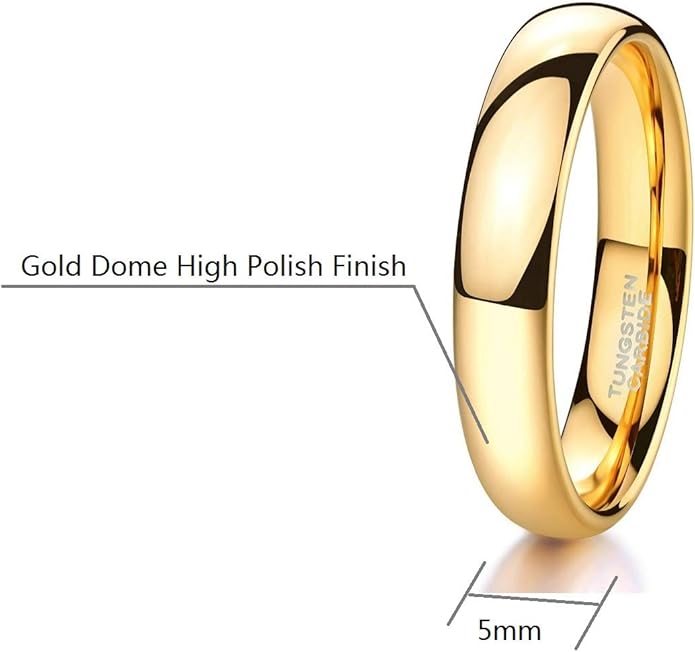 CROWNAL 1mm 2mm 3mm 4mm 5mm 6mm 7mm 8mm Tungsten White/Yellow Gold/Rose Gold Plated Wedding Band Ring Men Women Plain Dome Polished Comfort Fit