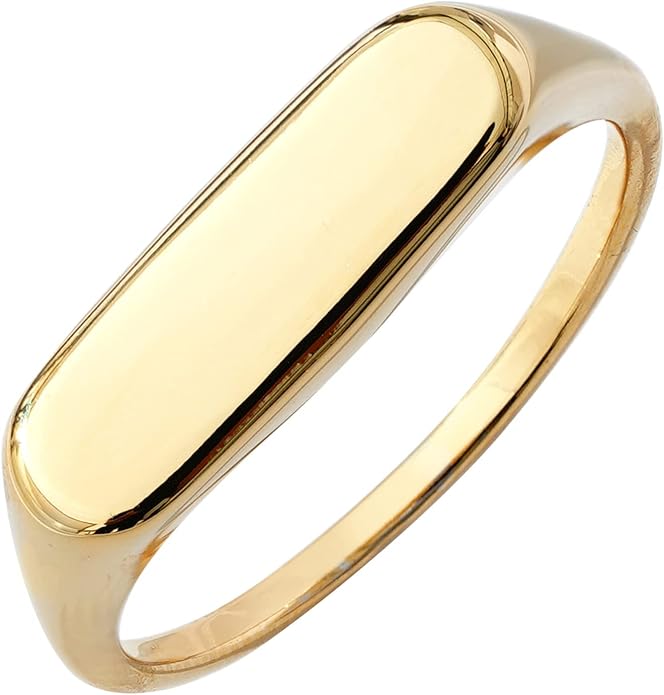 Amazon Essentials 14K Plated Sterling Silver Round Signet Ring