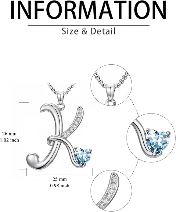Birthday Gifts for Women Alphabet A to Z Initial Birthstone Pendant Necklaces for Women - 18k White Gold Plated Personalized Name Jewelry Anniversary Graduation Gifts for Wife Her Daughter Girlfriend(with Gift Box)