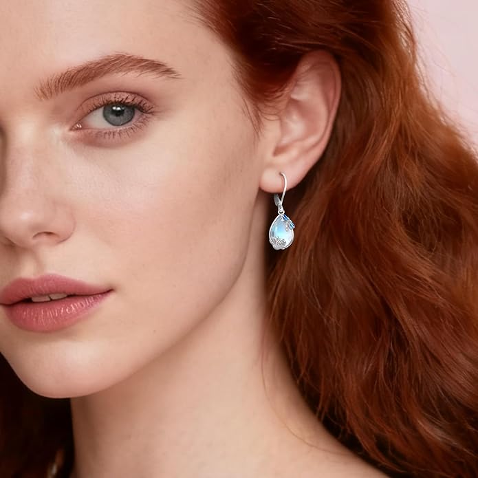 Eusense Sterling Silver Dangle Earrings for Women Tree of Life Animals Moonstone Turquoise Leverback Earrings Jewelry Gifts