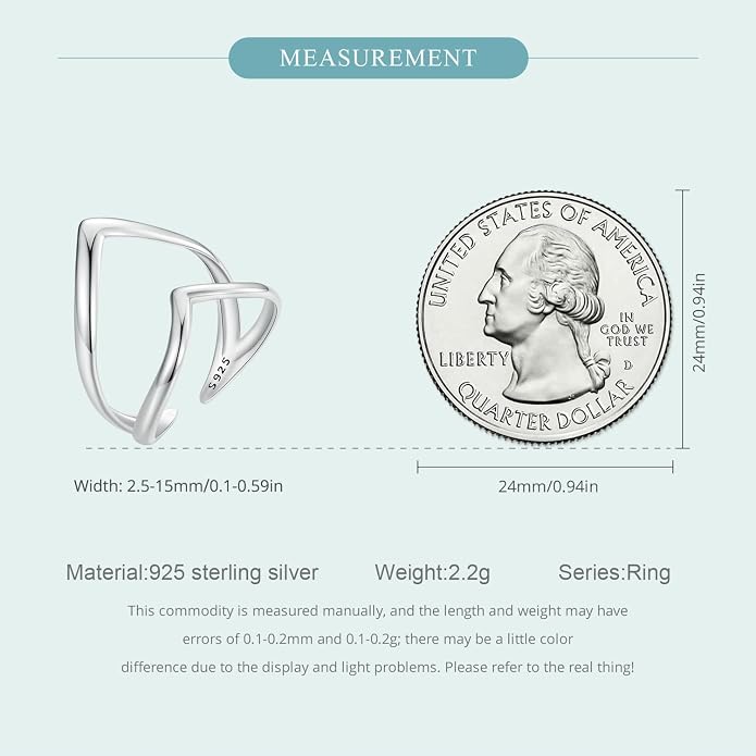 MUNDELL 925 Sterling Silver Simple Multi-layer Leaf Adjustable Ring Green Lucky Leaves Statement Ring for Women Promise Ring Fine Jewelry