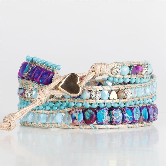 YGLINE Natural Stone Bracelet 3 Wraps Bracelet Handmade Boho Bracelet for Women Bracelet