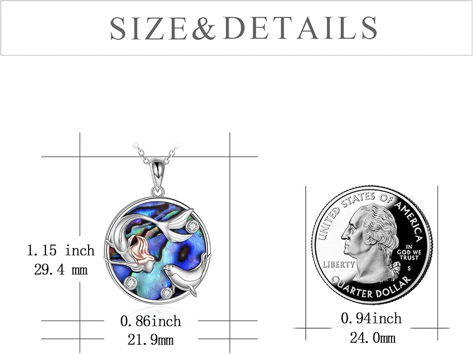 POPLYKE Mermaid Necklace 925 Sterling Silver Classic Necklace Mermaid Pendant Birthday Gifts Jewelry for Women