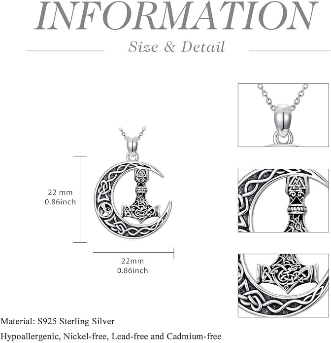 Cross/Pentagram/Tree of Life/Celtic Trinity/Anchor/Thor's Hammer/Sun/Eye of Horus Necklace Moon Pendant Mothers Day Gifts for Women