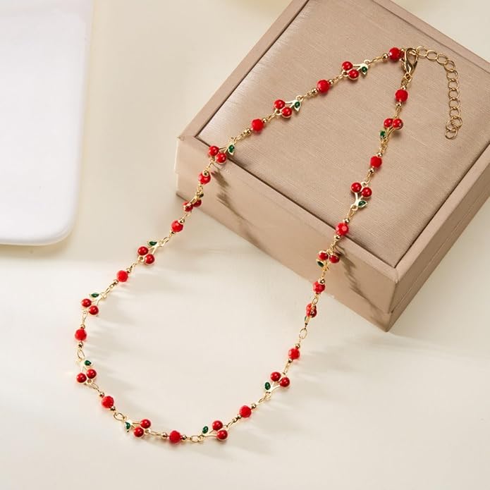 Cherry Bracelet for Women Gold Evil Eye Link Bracelet Dainty Flower Daisy Bracelets Pearl Butterfly Heart Charm Bracelets Adjustable Summer Beach Jewelry