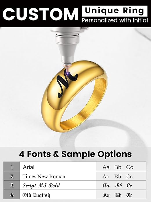 GOLDCHIC JEWELRY Chunky Dome Ring for Women, Stainless Steel Bold Stacking Croissant Statement Ring For Men (Size 7-12, Custom)