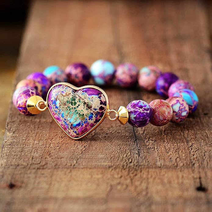 Women Wrap Bracelet Boho Natural Jasper Crystal Stone Beads Strand Bracelets