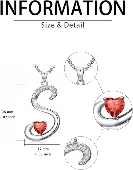 Birthday Gifts for Women Alphabet A to Z Initial Birthstone Pendant Necklaces for Women - 18k White Gold Plated Personalized Name Jewelry Anniversary Graduation Gifts for Wife Her Daughter Girlfriend(with Gift Box)