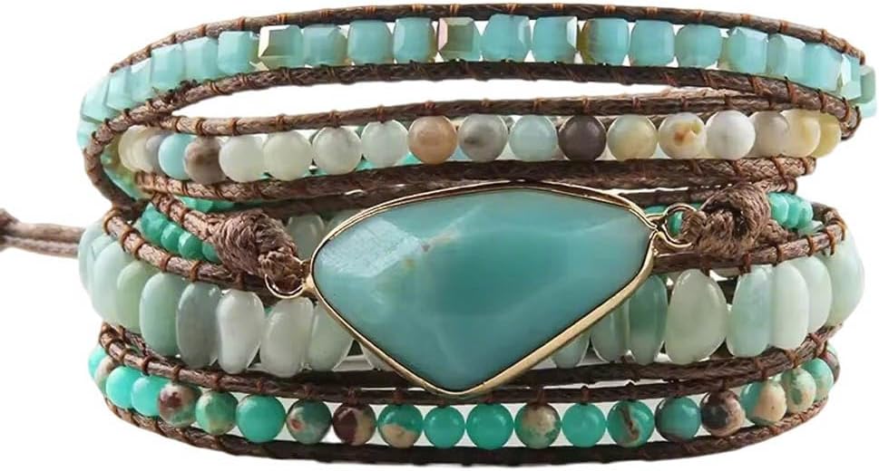Boho Wrap Bracelet for Women, Handmade Natural Imperial Jasper Multi-Layer Stone Beaded Bracelet, Bohemian Healing Crystal Stone Jewelry Gifts