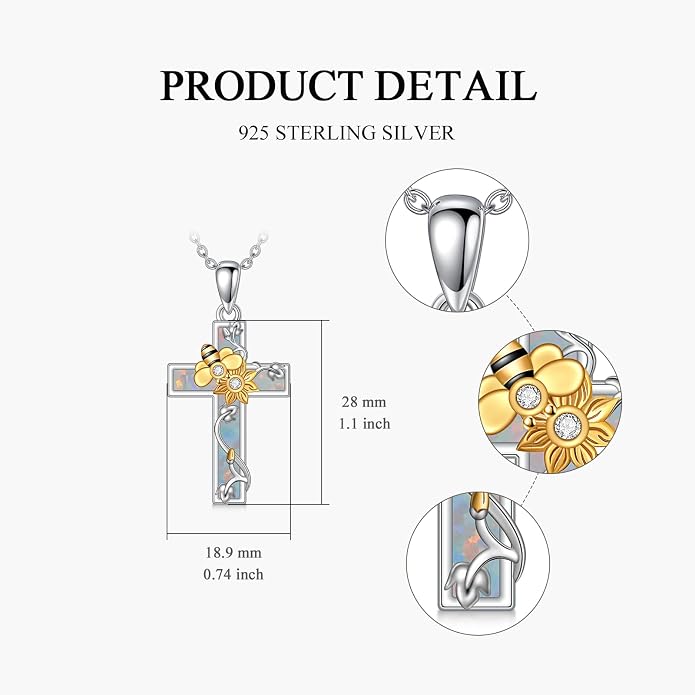 Cross Necklace for Women 925 Sterling Silver Crucifix Pendant Christian Cross Jewelry for Women Men