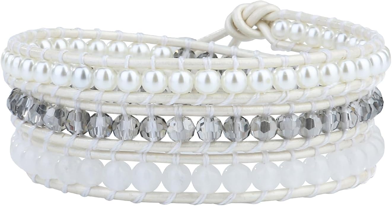KELITCH New Women Friendship Bracelet Leather Wrap Bracelets Bangle Handmade Stackable Jewelry