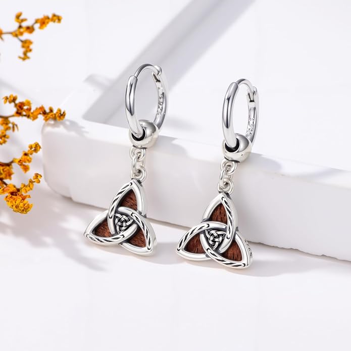 Celtic Knot Earrings 925 Sterling Silver Abalone Drop Dangle Celtic Earrings Gifts for Women