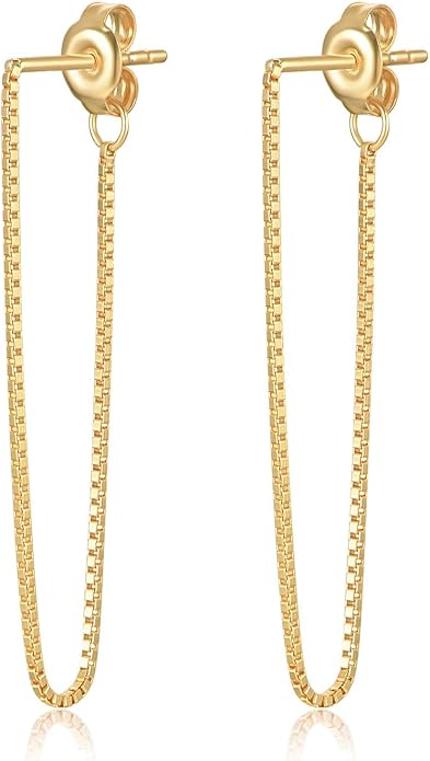 Tassel Earrings for Women Gold Plated Silver Chain Earrings Dainty Minimalist Dangle Drop Studs