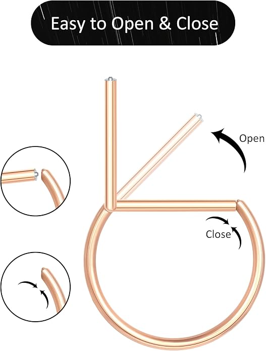 Oveta Titanium D Shaped Nipple Rings 14G for Nipple Piercing Jewelry Higned Segment Clicker Ring Hoops 11mm 12mm 14mm for Women Men, Silver Gold Black, 2PCS