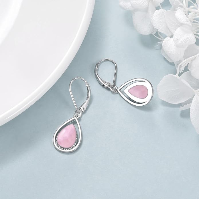 VONALA Dangle Earrings 925 Sterling Silver Opal Larimar Lapis Sapphire Turquoise Moss Agate Crystal Dangling Earrings Jewelry Gift for Women
