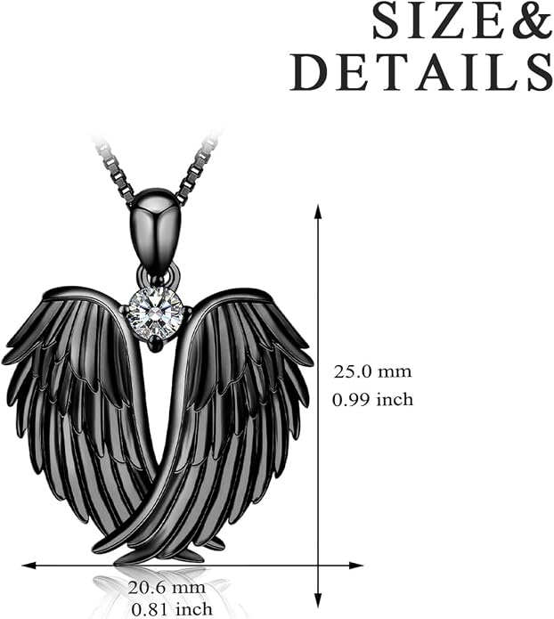 YFN Angel Wings Necklace 925 Sterling Silver Guardian Angel Wings Pendant Necklace Birthstone Necklace for Women Girls Christmas Jewelry Gifts