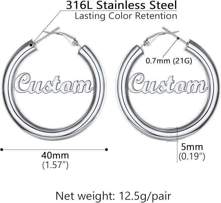 Stainless Steel Chunky Hoop Earrings For Women, Minimalist and Chic, Black/Gold Plated, Round Hoops Earrings Hypoallergenic, Size: 30mm/40mm/60mm/80mm, Come with Box