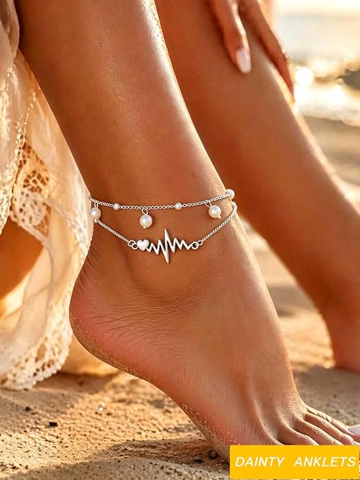 Yalice 925 Sterling Silver Ankle Bracelets for Women Dainty 14K Gold Plated Anklets Set Shiny Waterproof Ankle Chain Cross Beach Foot Jewelry Gifts