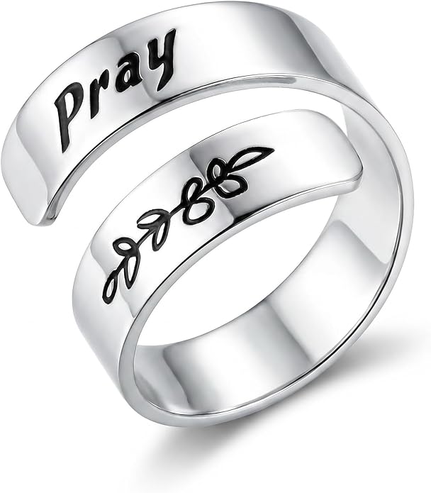 Inspirational Motivational Adjustable Ring Personalized Stainless Steel Spiral Wrap Twist Rings Encouragement Statement Graduation Jewelry Birthday Gifts for Women Teengirls.