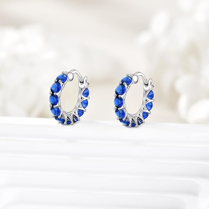 Sterling Silver Hoop Earrings Small Hoop Sun/Leaf/Triangle Huggie Earrings for Women Hypoallergenic