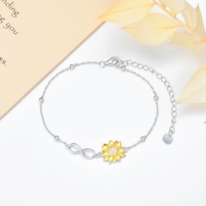 Ankle/Bracelet for Women Sterling Silver Sea Turtle/Butterfly/Mustard Seed/Sister/Sunflower/Elephant Gifts for Birthday Summer Beach Jewelry for Mom Wife Daughter Friend