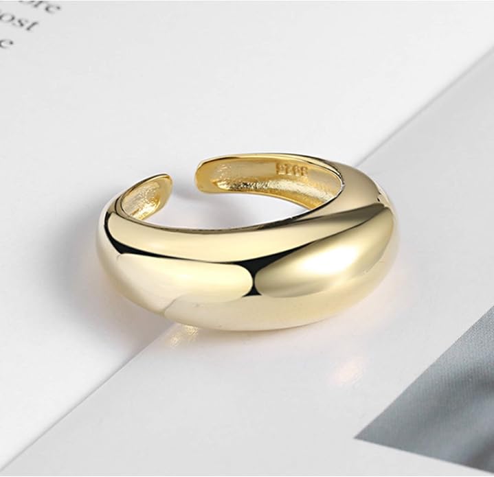 YBMYCM 3-10Pcs Dome Rings Set Chunky Gold Ring for Women Men 14k Gold Plated Thick Adjustable Statement Ring Gold/Silver
