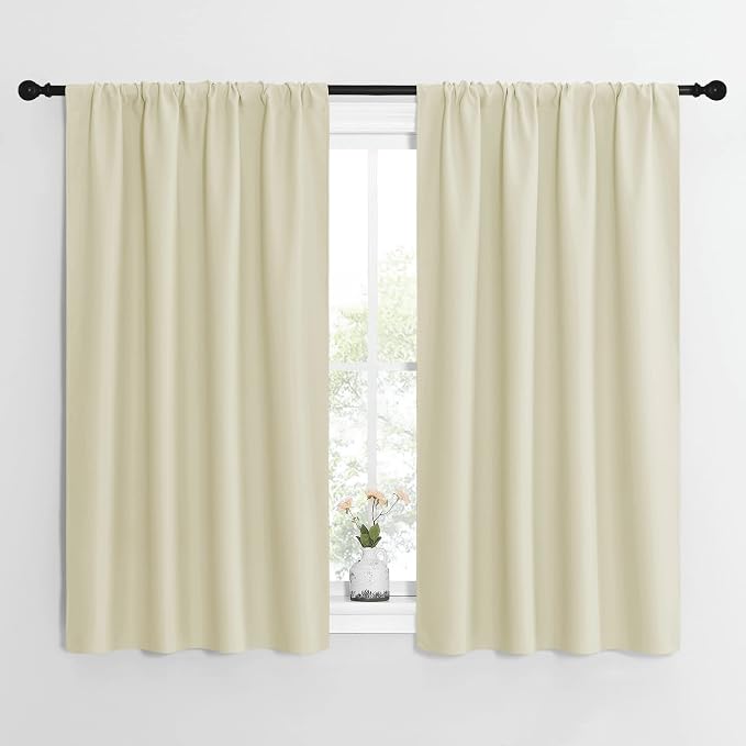 NICETOWN Kitchen Curtains, Short Blackout Curtains & Drapes, Home Decoration Privacy Thermal Insulated Curtains for Unicorn Theam Room (Beige, 42" Wide, 54" Long, 2 PCs)