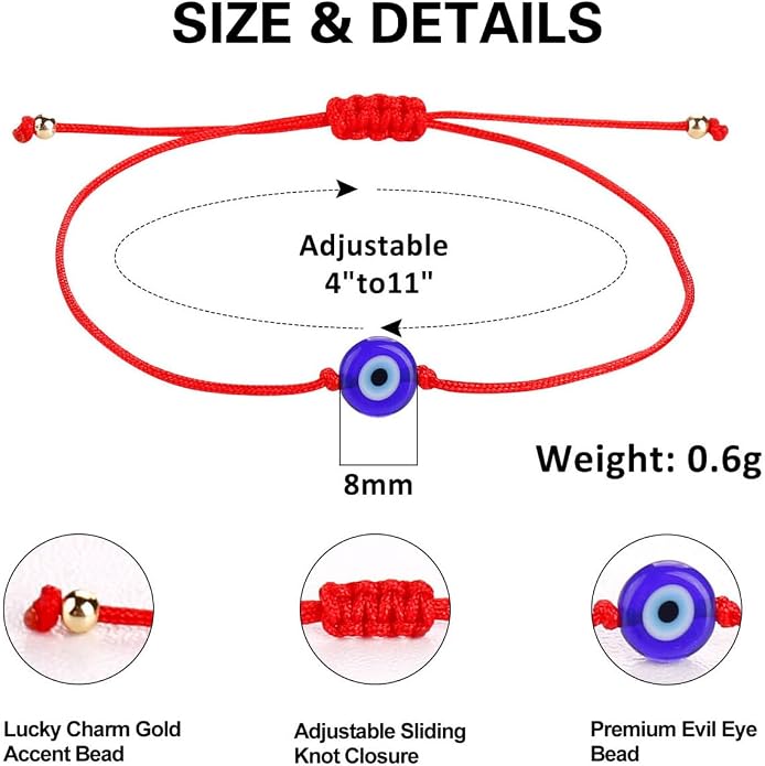 4 Pcs Evil Eye Bracelets & Anklet - Handmade Evil Eye Jewelry for Women's Protection