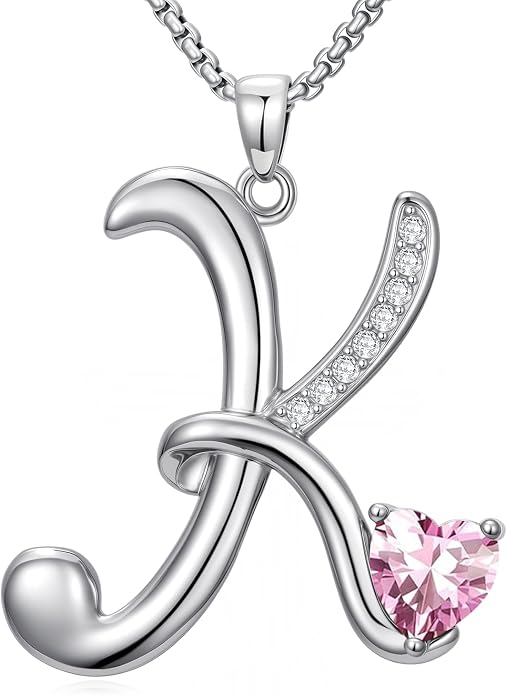 Birthday Gifts for Women Alphabet A to Z Initial Birthstone Pendant Necklaces for Women - 18k White Gold Plated Personalized Name Jewelry Anniversary Graduation Gifts for Wife Her Daughter Girlfriend(with Gift Box)