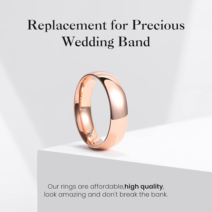 King Will 316L Stainless Steel Wedding Band for Men Women-2-8mm Width Wedding Ring in Black/Sliver/Gold Plated Laser I Love You High Polished Dome Style Promise Ring Comfort Fit Size 4-15