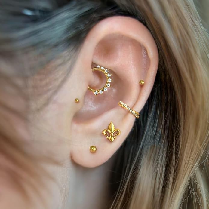 Casvort 3 PCS ASTM F136 Titanium 16G/18G Moth Bird Snail Flower Heart Spiral Threadless Flatback Piercing Stud for Nose, Labret, Tragus, Helix, Conch with 6mm 7mm and 8mm Post- Cartilage Earring Body Piercing Jewelry