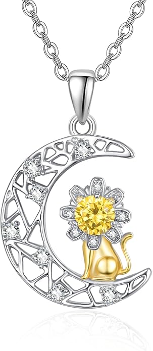 Palpitate Moon Star Necklace Moon Phase Necklace Pendant 925 Sterling Silver Jewelry Christmas Gifts for Women Wife Her Adjustable Chain