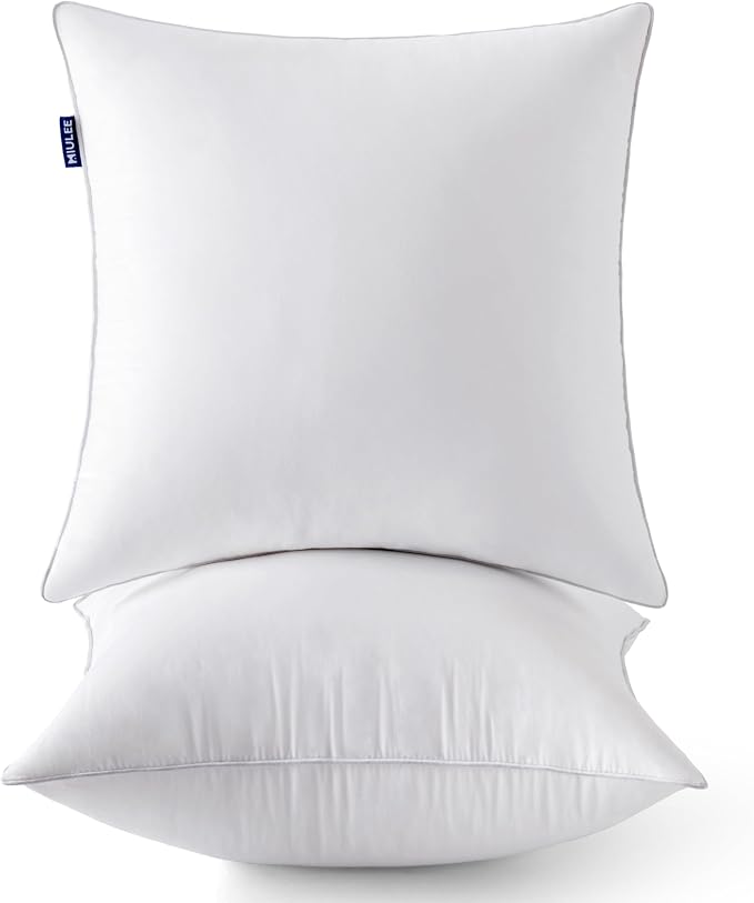 MIULEE 22 x 22 Pillow Inserts (Set of 2) -Decorative Throw Pillows for Sofa Couch with 100% Cotton Covers