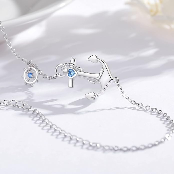 Anchor Bracelets/Ankle Bracelet Adjustable for Women Nautical Sailor Chains Sea Jewelry Birthday for Mother Best Friend
