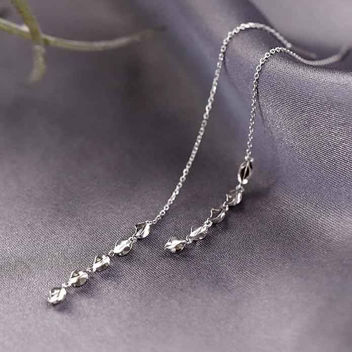 Sterling Silver Big Drop Earrings 925 Tassel Linear Ear Hanging Shimmering Fan Statement Teardrop Earrings - Designer Multi-Style Statement Exquisite Trendy Upscale Chandelier Dangle Earrings Jewelry Gift for Women
