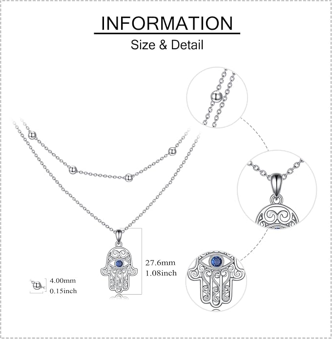 MONGAS Tree of Life/Infinity Cross/Lock and Key/Lotus/Hamsa/Horse/Strawberry/Opal/Lariat/Dragonfly/Heart/Violin Layered Necklace Sterling Silver for Women