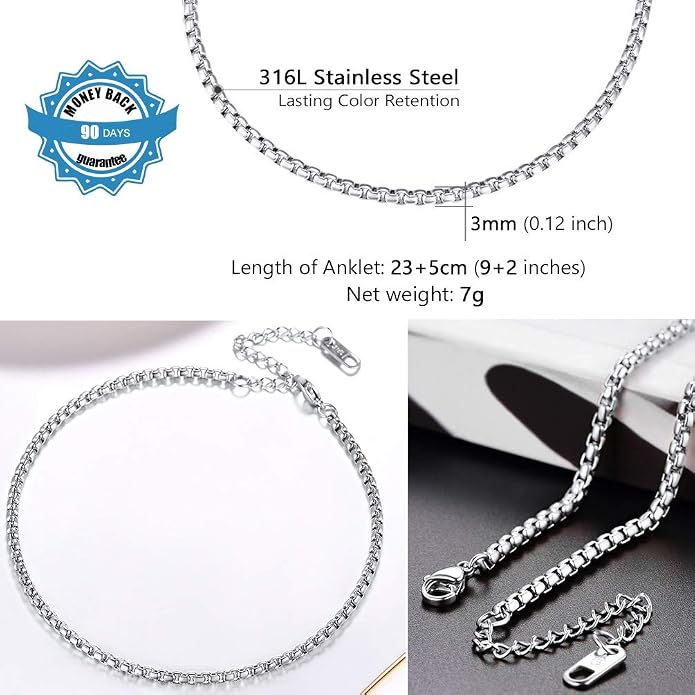 PROSTEEL Gold/Silver Anklets for Women Waterproof, 14K Gold Plated Ankle Bracelet Non Tarnish, Jewelry Gifts Adjustable